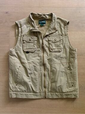 Outdoor Life Mens M 100% Cotton Canvas Utility Vest Tan Mountain Town Workwear